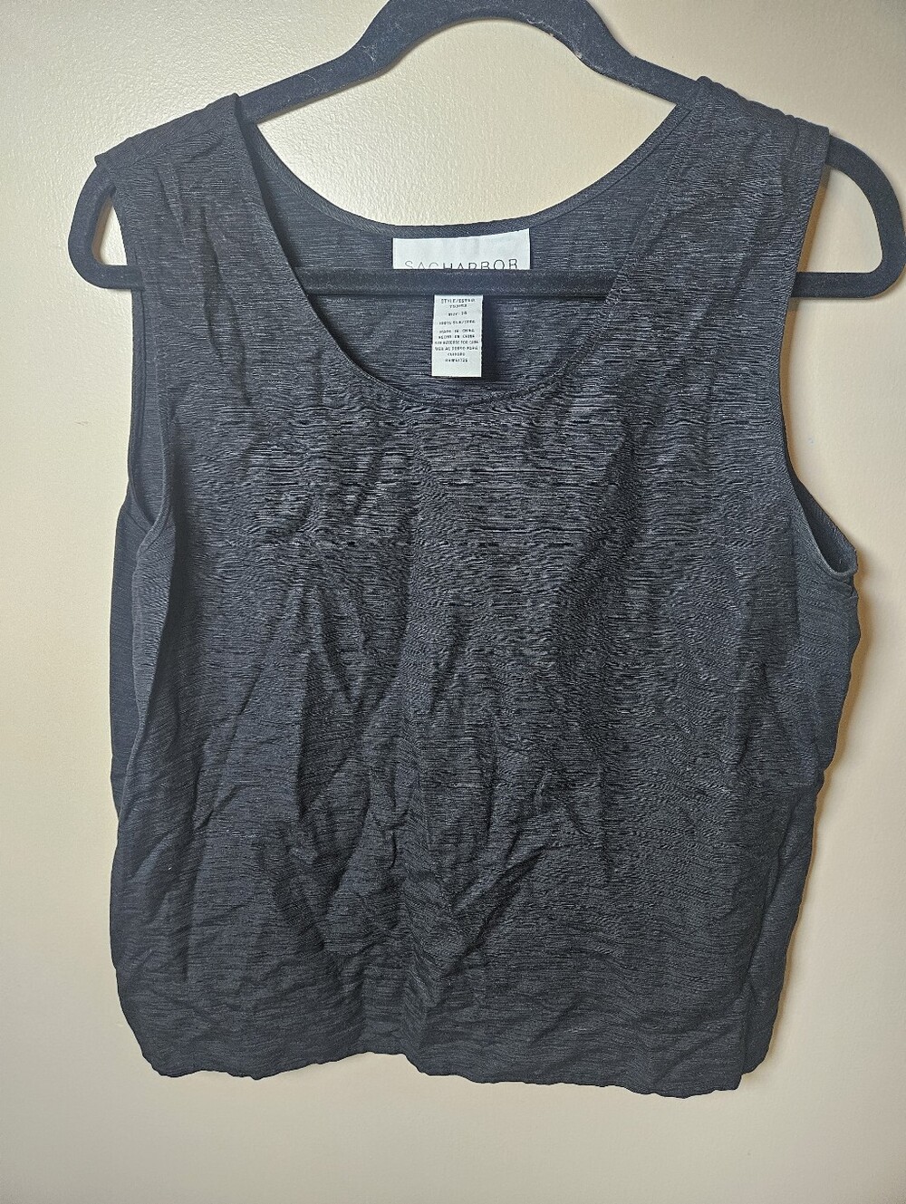 Sag Harbor Black 100% Silk Sleeveless Tank Size 14